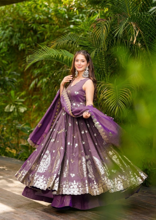 Regal Cosmos Embroidered Anarkali Set with Dupatta