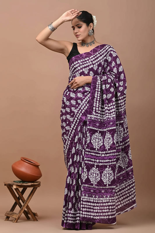 Gulaabo Vibe Purple Power in Mulmul Saree
