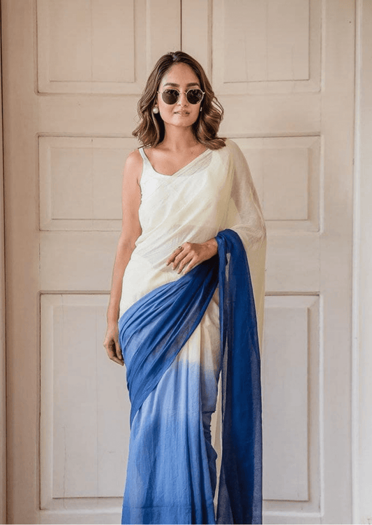 Neerja Azure Linen Ombre Saree