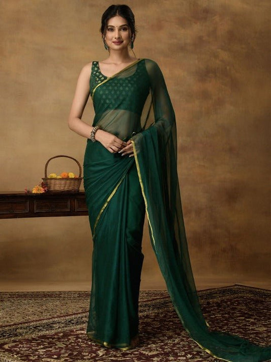 Nidha Emerald Elegance Chiffon Saree