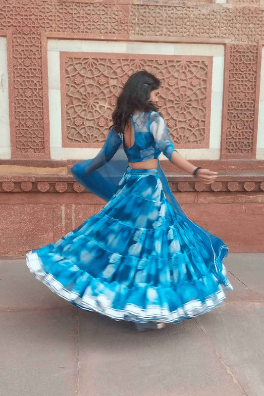 Noorani Floral Print Organza Lehenga Set