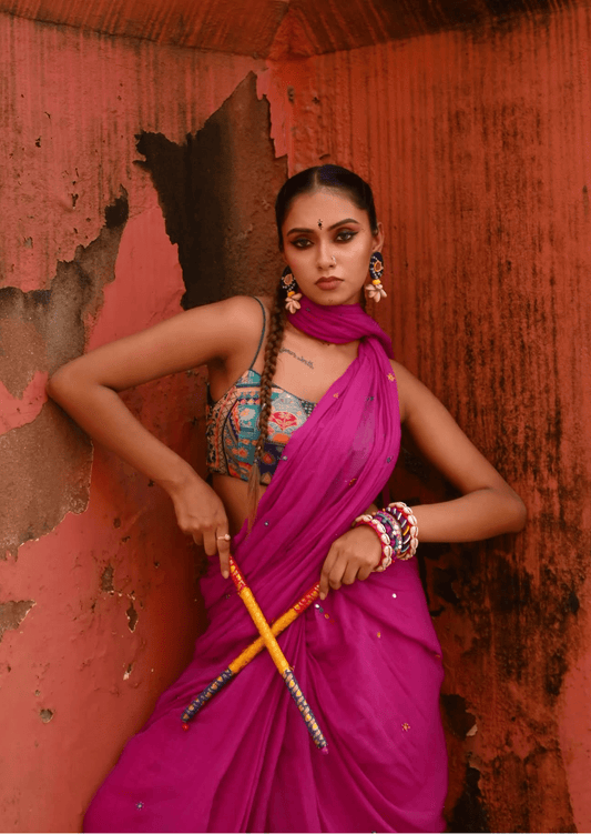 Raas Rani Pure Mul Cotton Mirrorwork Saree