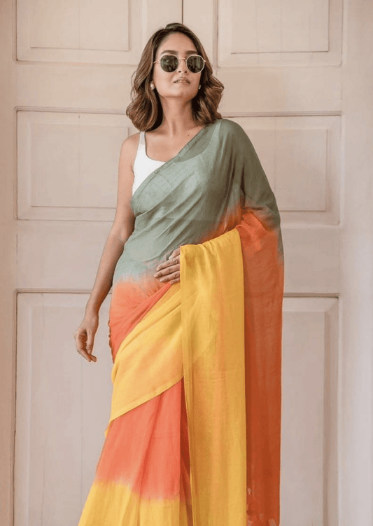 Saanvi Meadow Glow Linen Saree